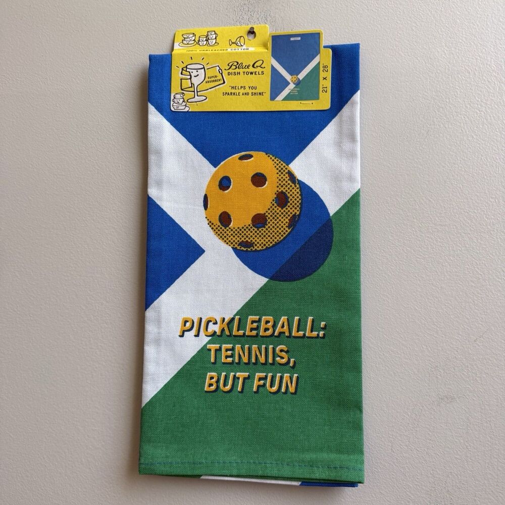 Blue Q Pickleball "Tennis, But Fun” 100% Cotton Super Absorbent Towels NWT